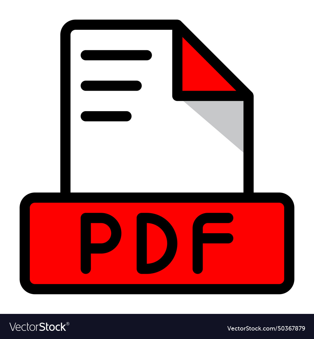 Pdf file icon colorful style design document vector image Pdf file icon colorful style design document