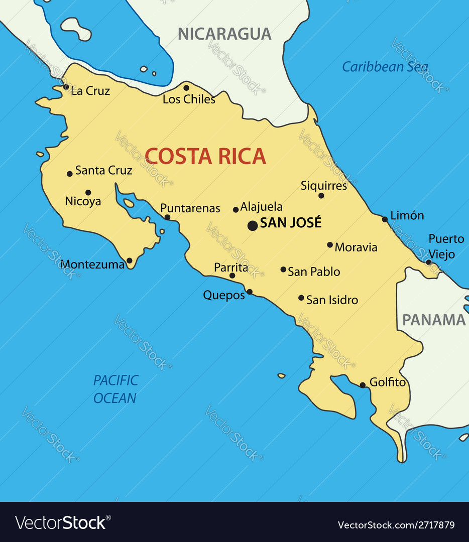 Where Is Costa Rica On A Map Republic Of Costa Rica - Map Royalty Free Vector Image