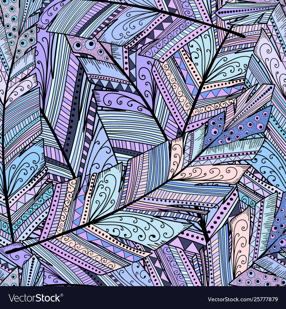 Seamless pattern with abstract featherhand draw vector image Seamless pattern with abstract featherhand draw