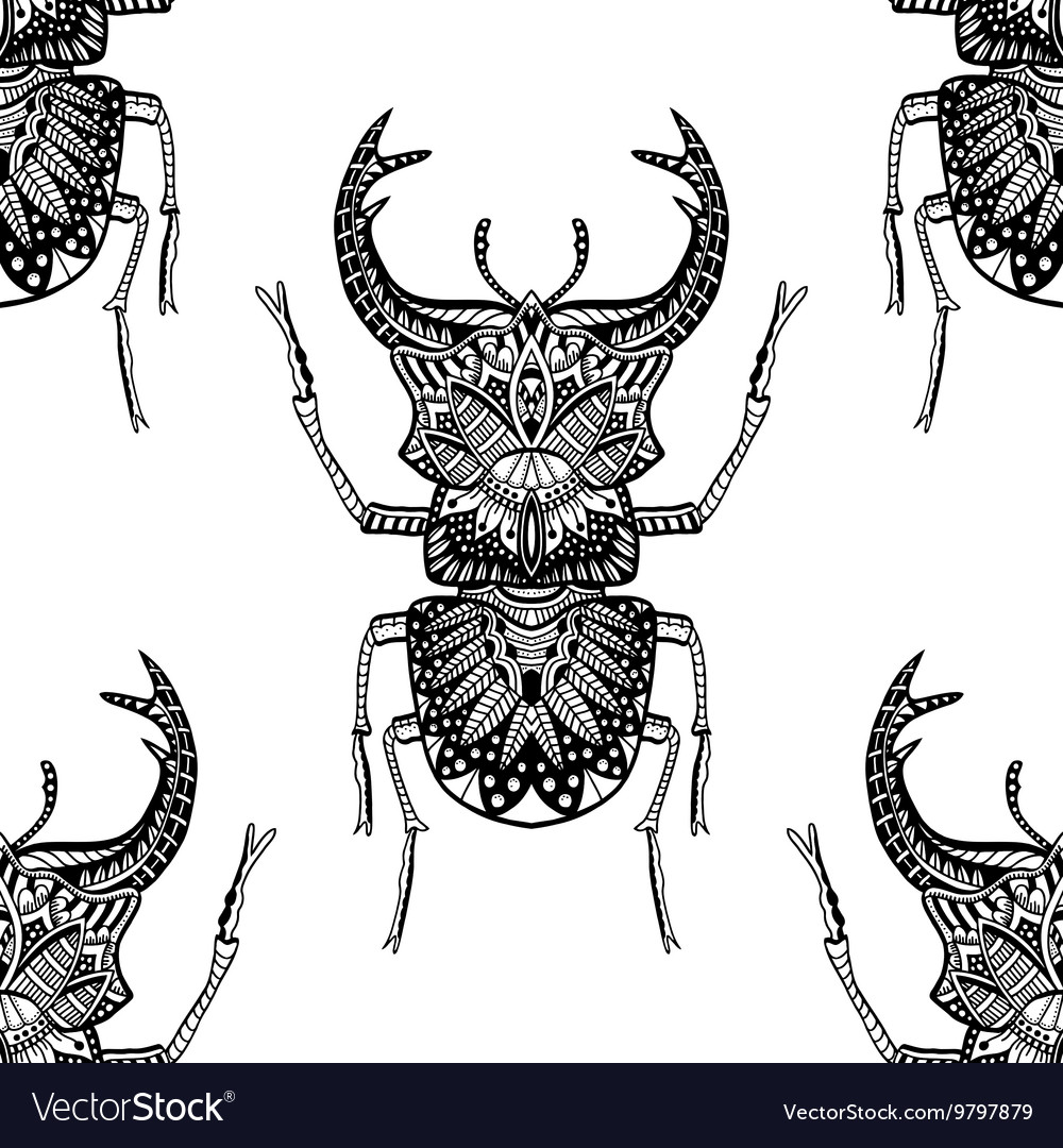 Seamless pattern with beetle