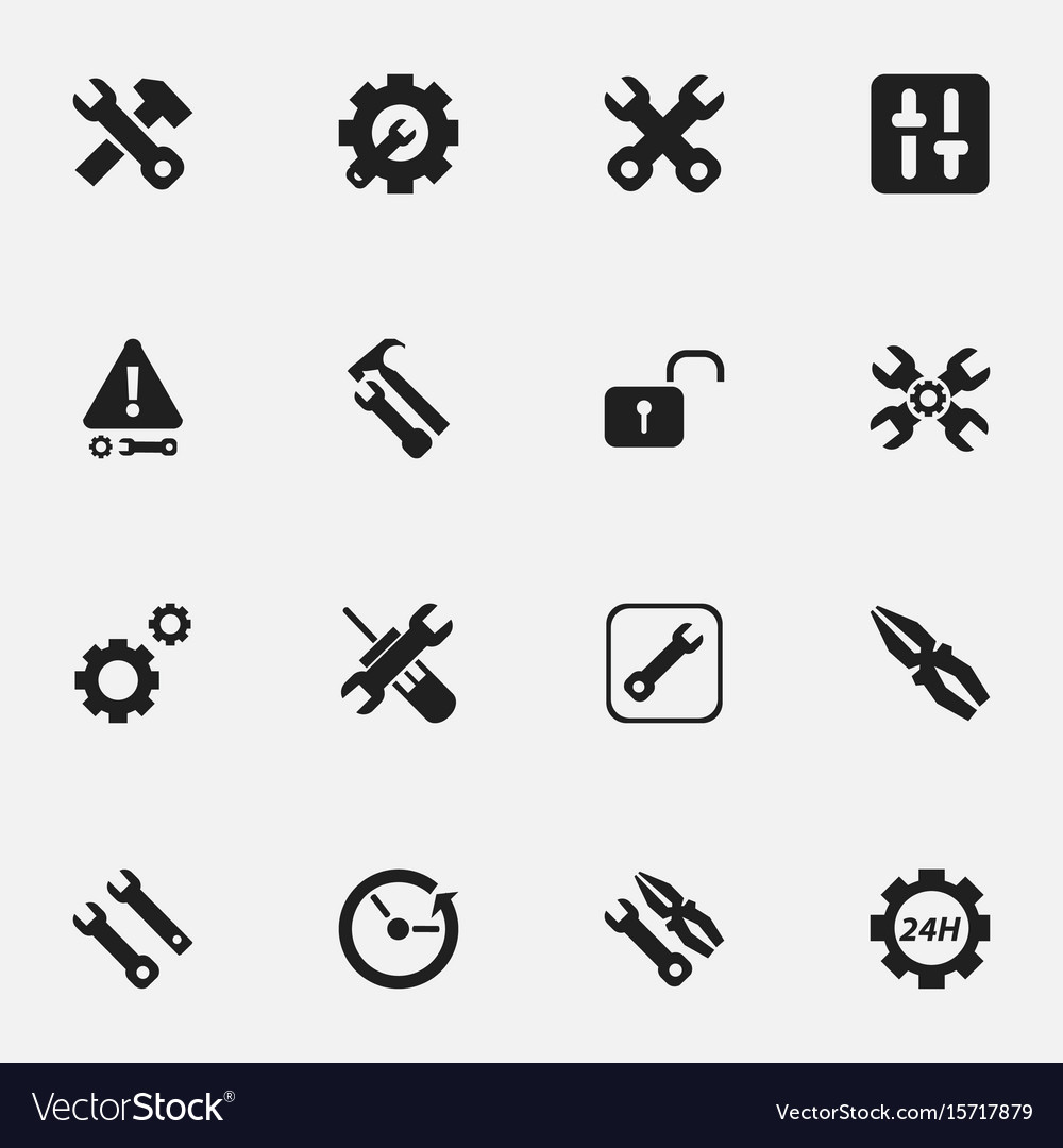 Set of 16 editable toolkit icons includes symbols