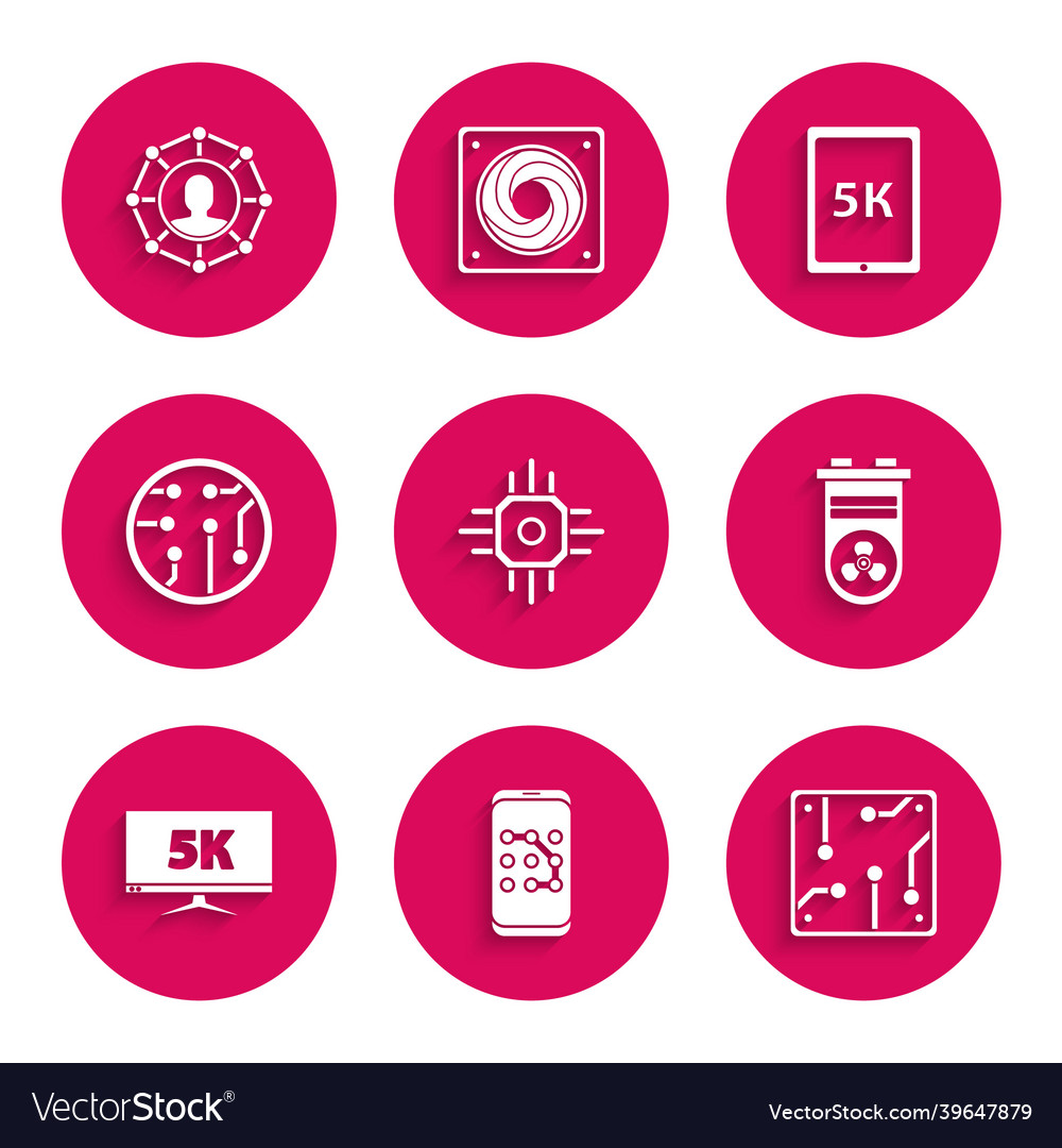 Set processor mobile and graphic password vector image Set processor mobile and graphic password