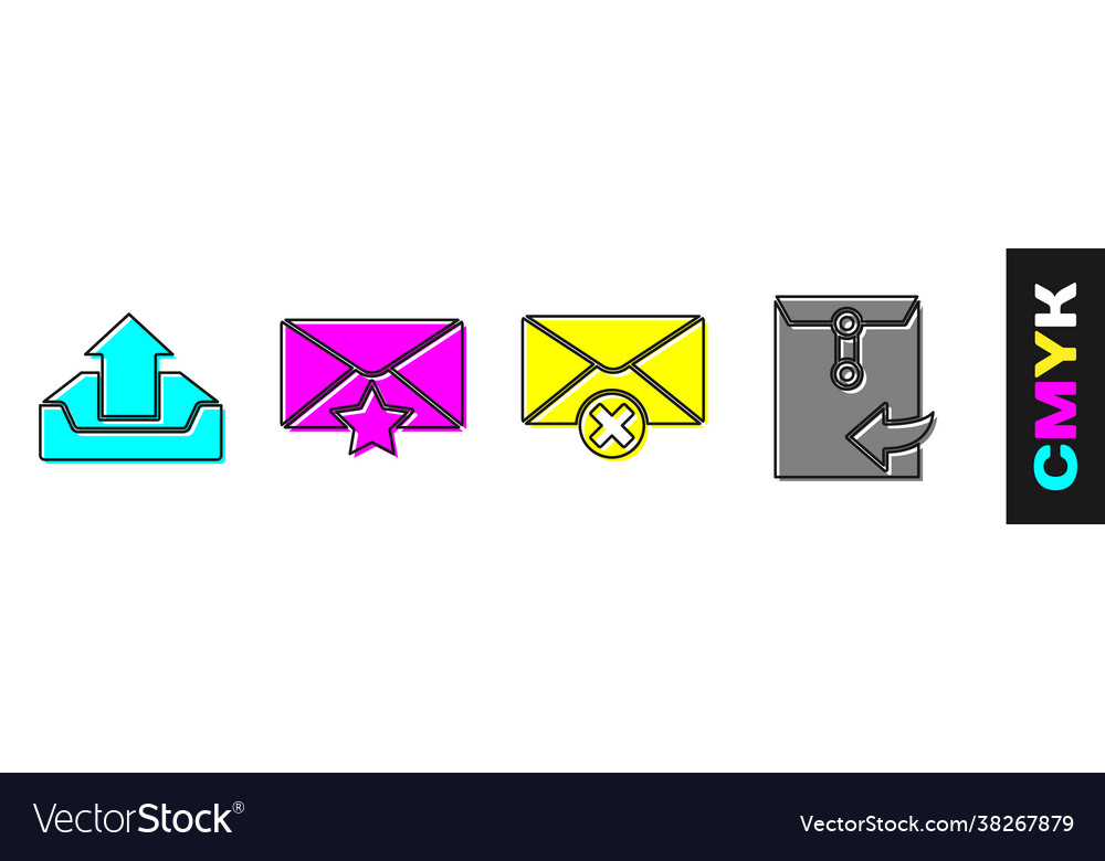 Set Upload-Posteingang mit Stern löschen vector image Set Upload-Posteingang mit Stern löschen