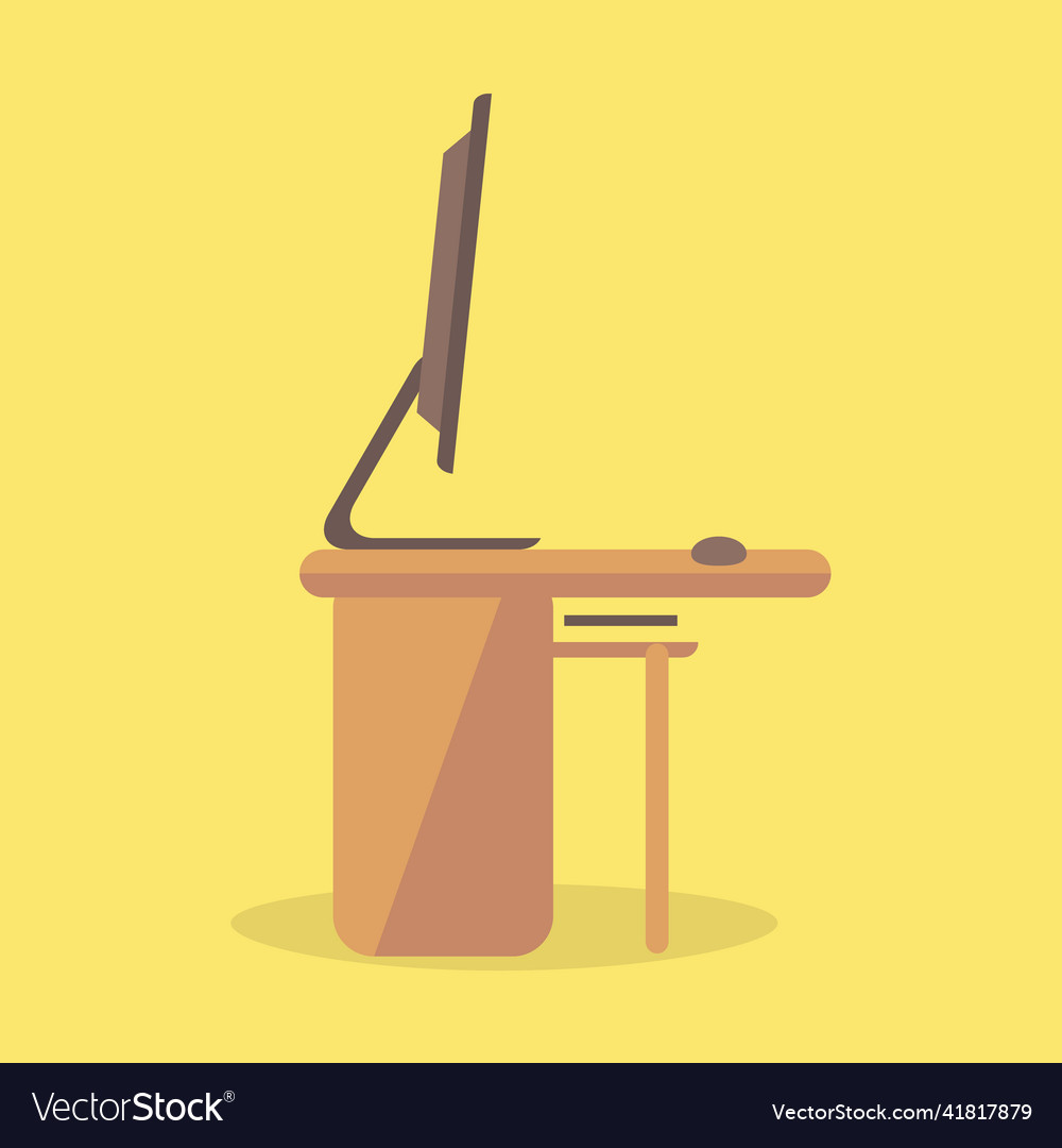 Traditional workspace with computer vector image Traditional workspace with computer