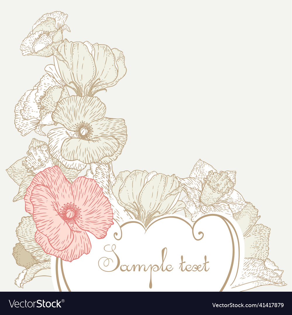 Vintage style card with flowers