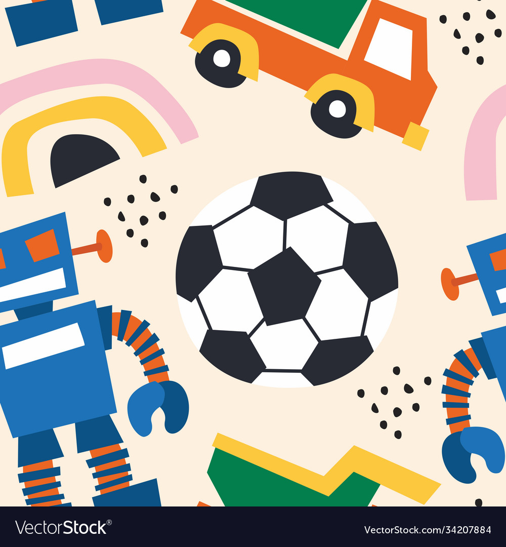Abstract Toy Pattern - Shapes & Robots