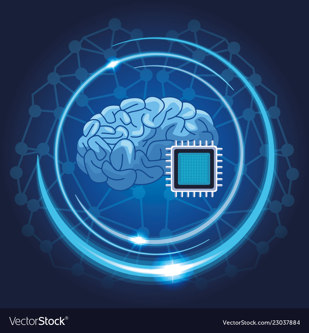 Brain with microchip Vector Image Brain with microchip