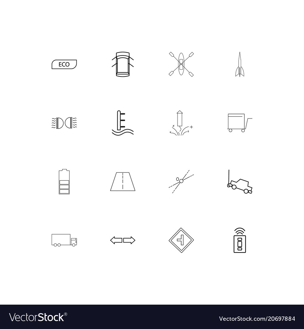 Cars and transportation simple linear icons set