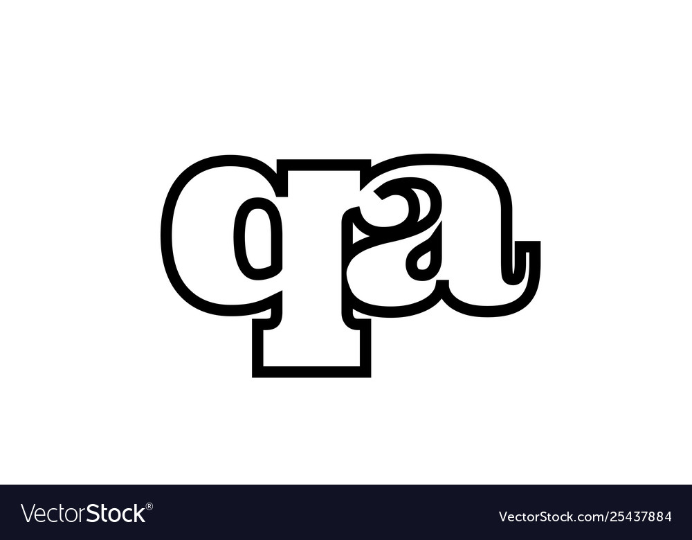 Connected qa q a black and white alphabet letter