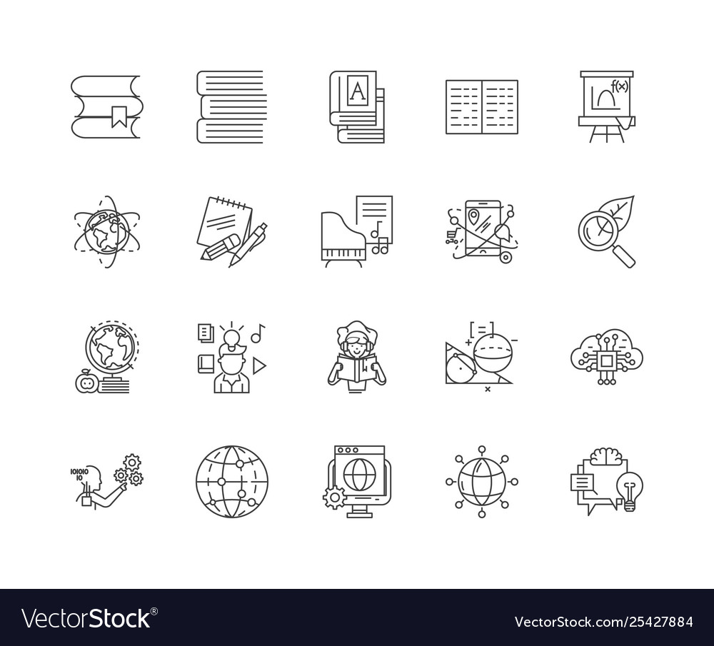 Entfernung Bildungslinie Icons Zeichen gesetzt vector image Entfernung Bildungslinie Icons Zeichen gesetzt