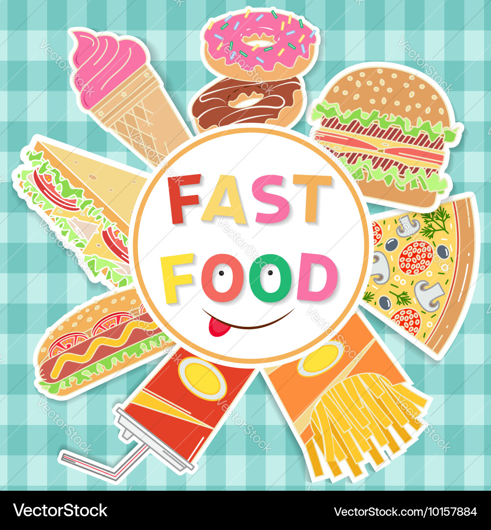 Fast food colorful flat design Royalty Free Vector Image