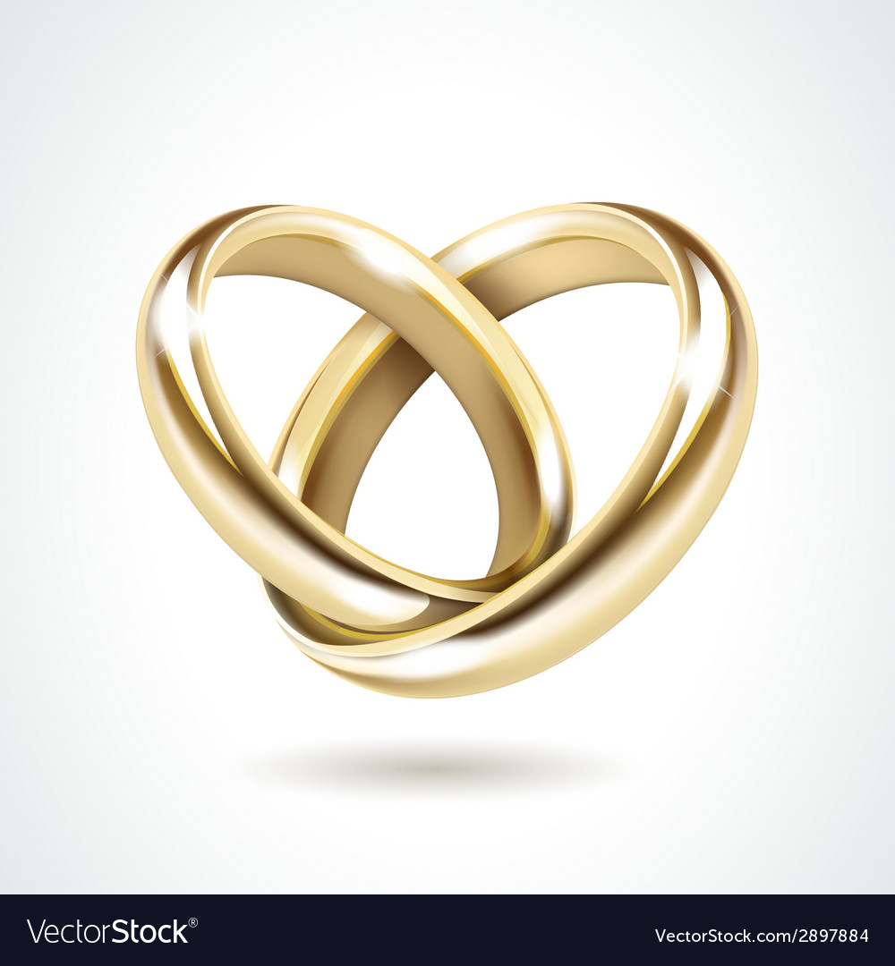 Gold wedding rings isolated Royalty Free Vector Image