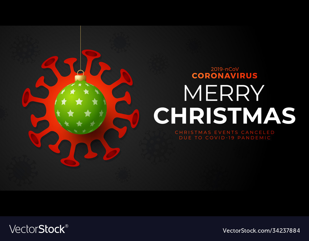 Green christmas ball and quarantine coronavirus Vector Image