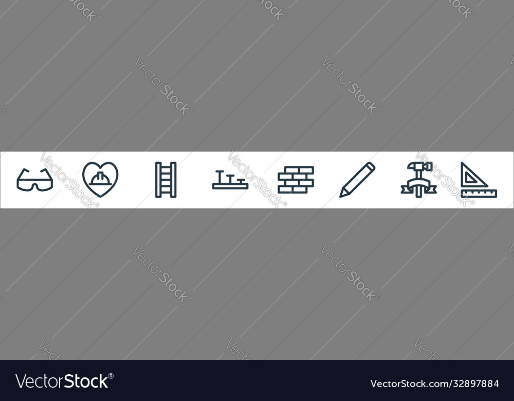 Labour day line icons linear set quality vector image Labour day line icons linear set quality