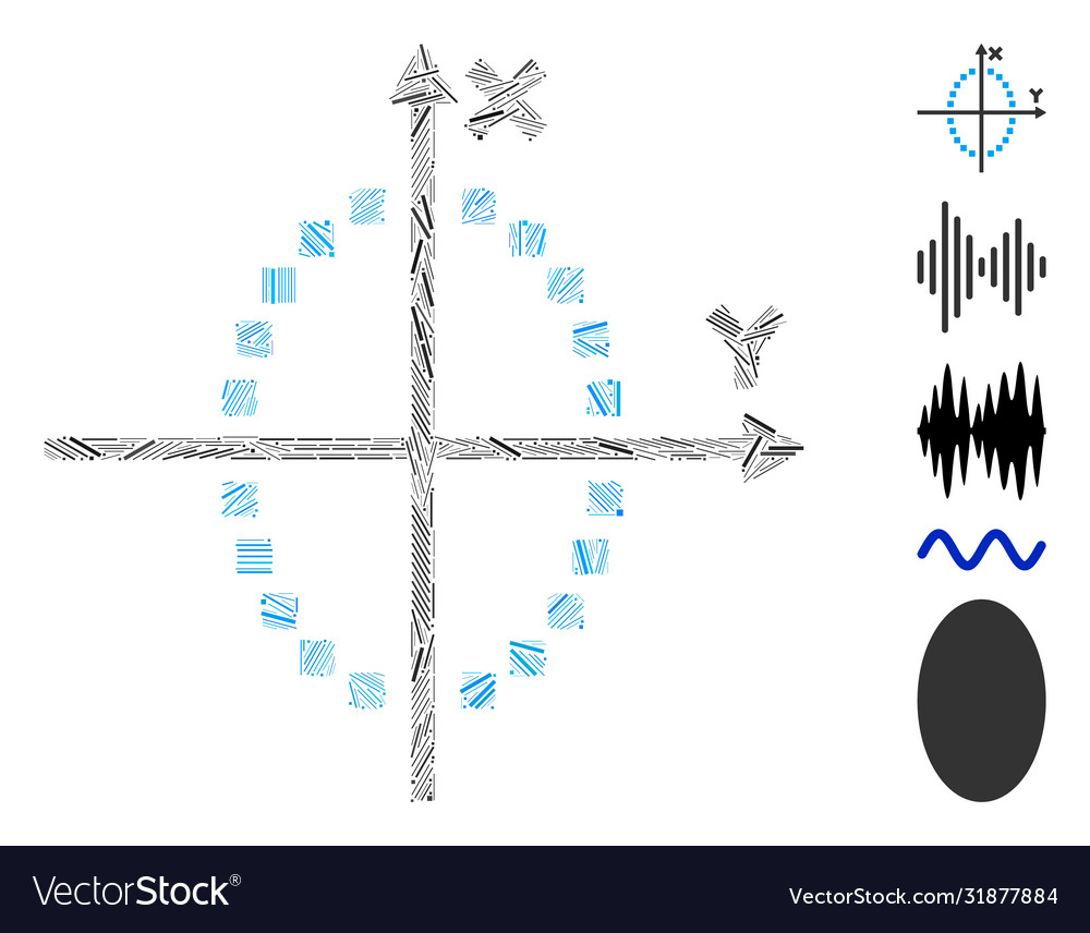 Line mosaic ellipse plot icon vector image Line mosaic ellipse plot icon
