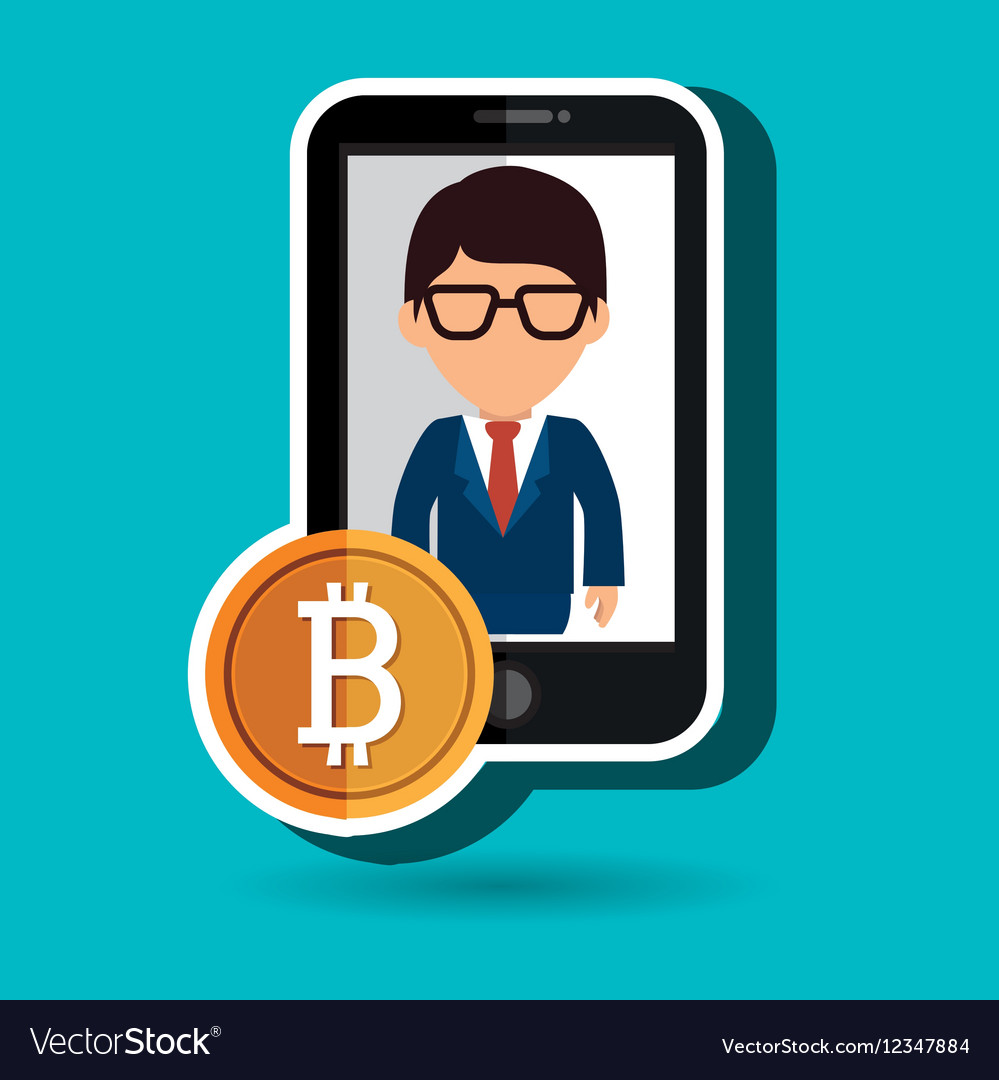 Man smartphone bit coin