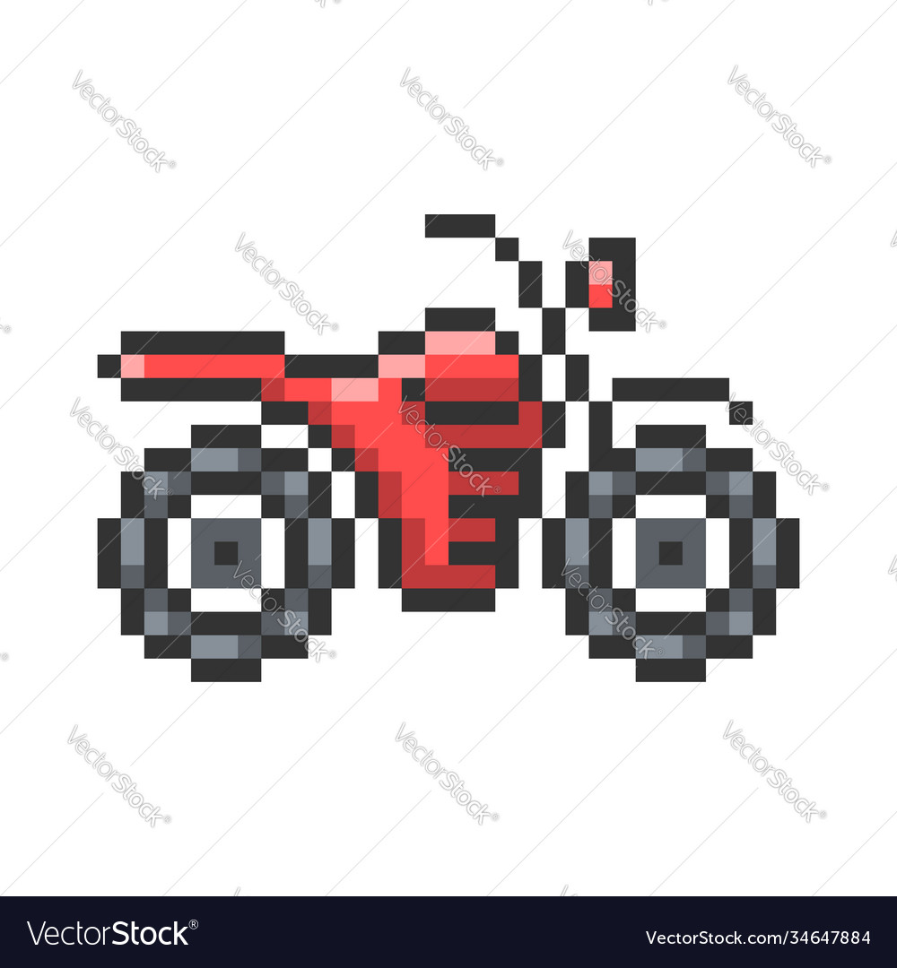 Outlined pixel icon motorcycle fully editable Vector Image