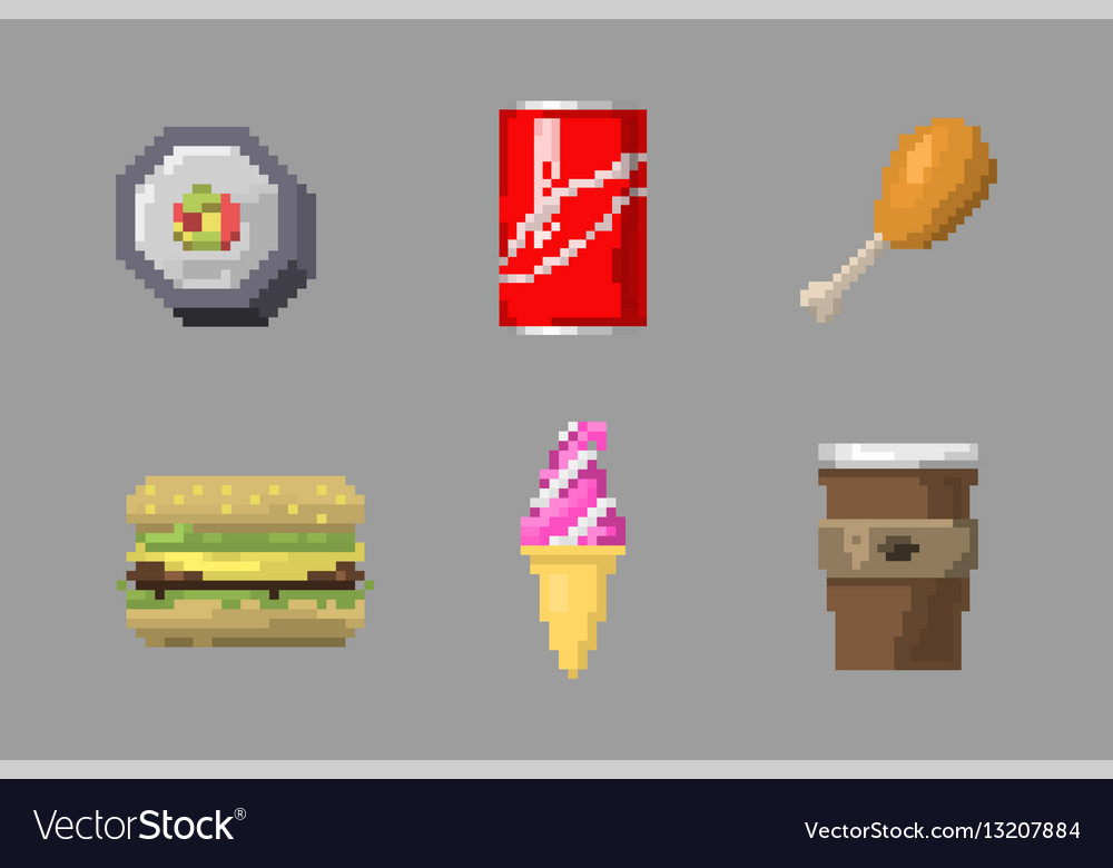 Pixel Kunst Fast Food Icons