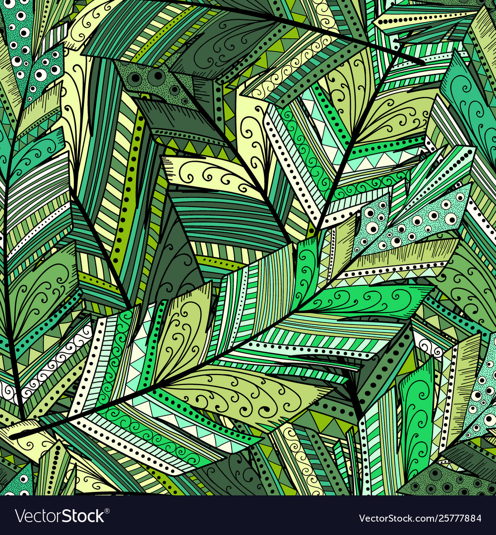 Seamless pattern with abstract featherhand draw