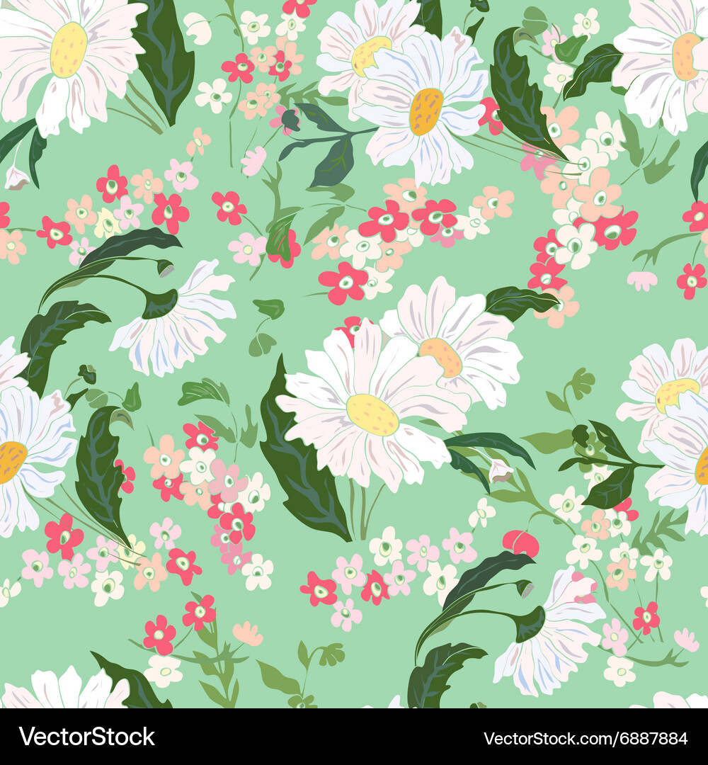 Seamless pattern with white daisy Royalty Free Vector Image