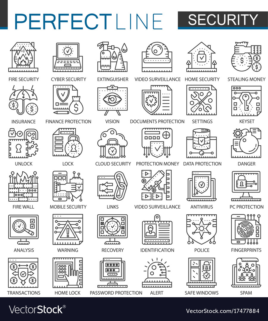 Security outline mini concept symbols data pc