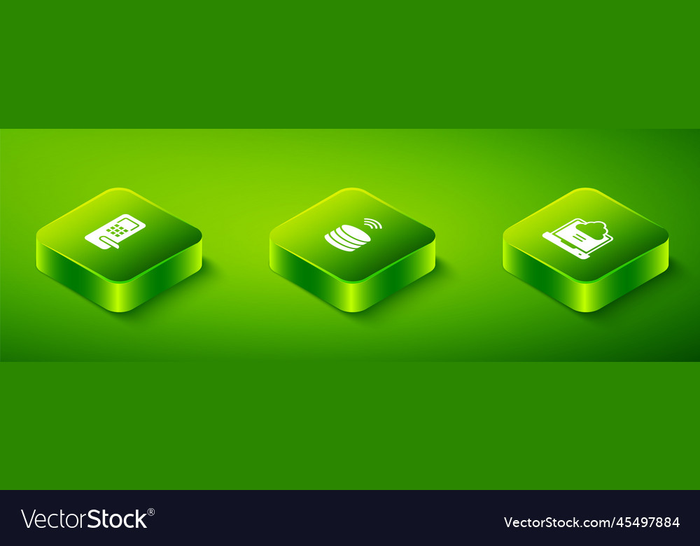 Set isometric smart data server network cloud vector image Set isometric smart data server network cloud