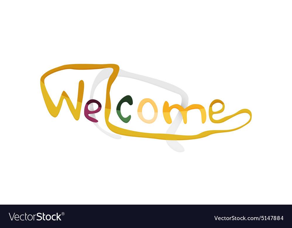 Welcome word drawn lettering typographic element Vector Image