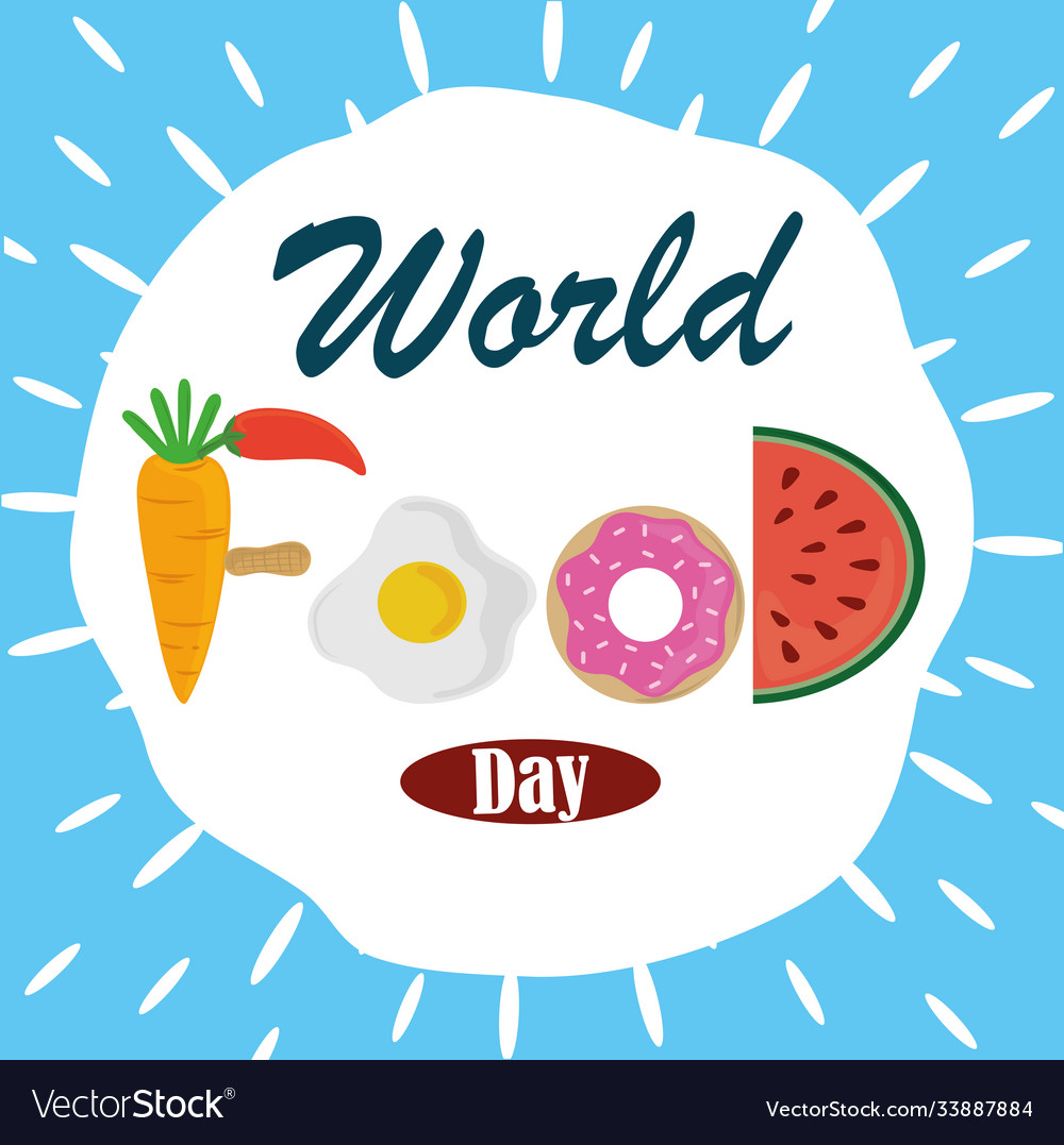 World Food Day Healthy Lifestyle Lettering Fruit Vector Image