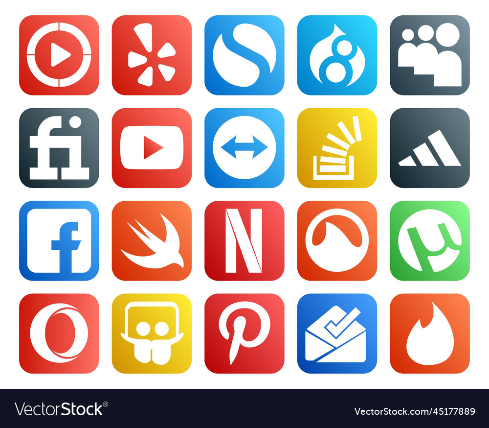 20 social media icon pack including netflix