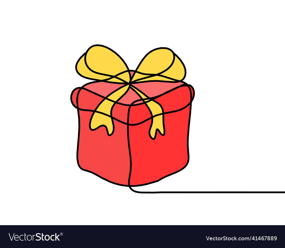 Abstract color present box as continuous line