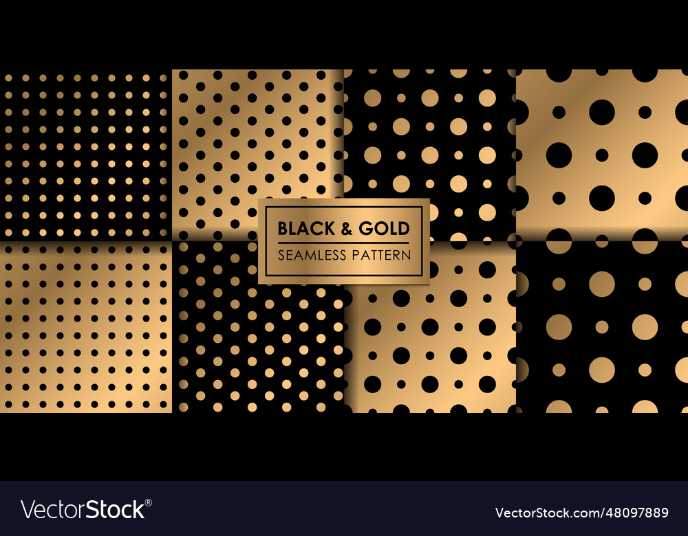 Schwarz und Gold Luxus Polkadot nahtloses Muster vector image Schwarz und Gold Luxus Polkadot nahtloses Muster