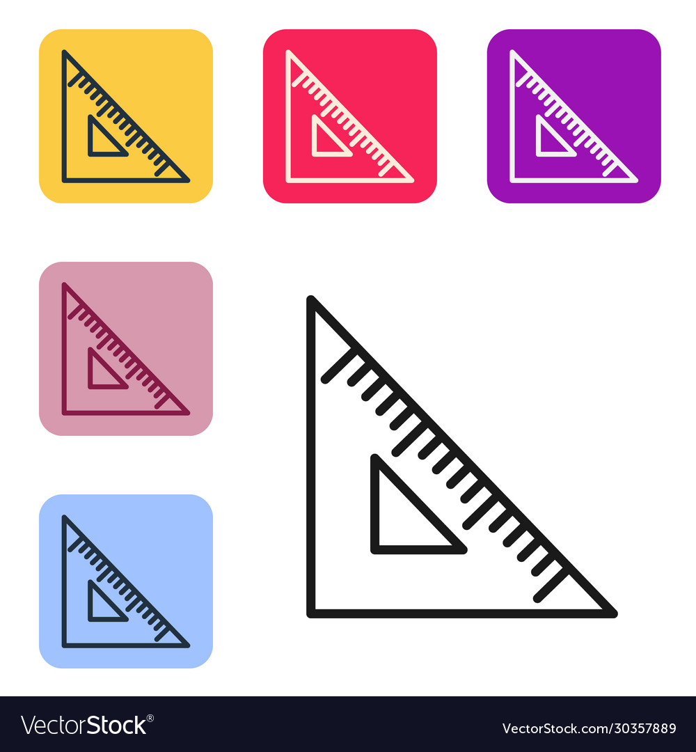 Black line triangular ruler icon isolated on white vector image Black line triangular ruler icon isolated on white