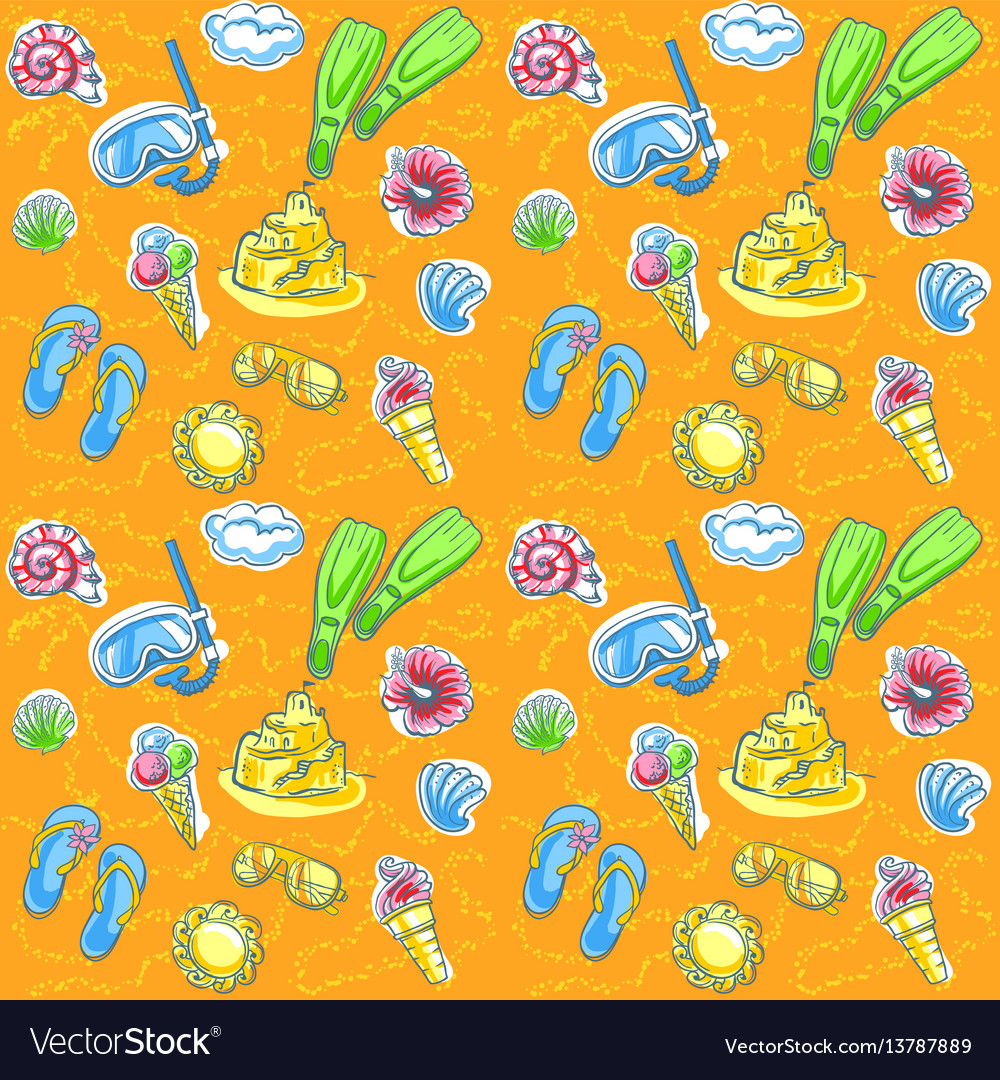 Bright seamless pattern with seashells