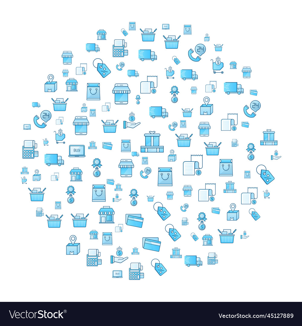Commerce concept in circle with clean and simple