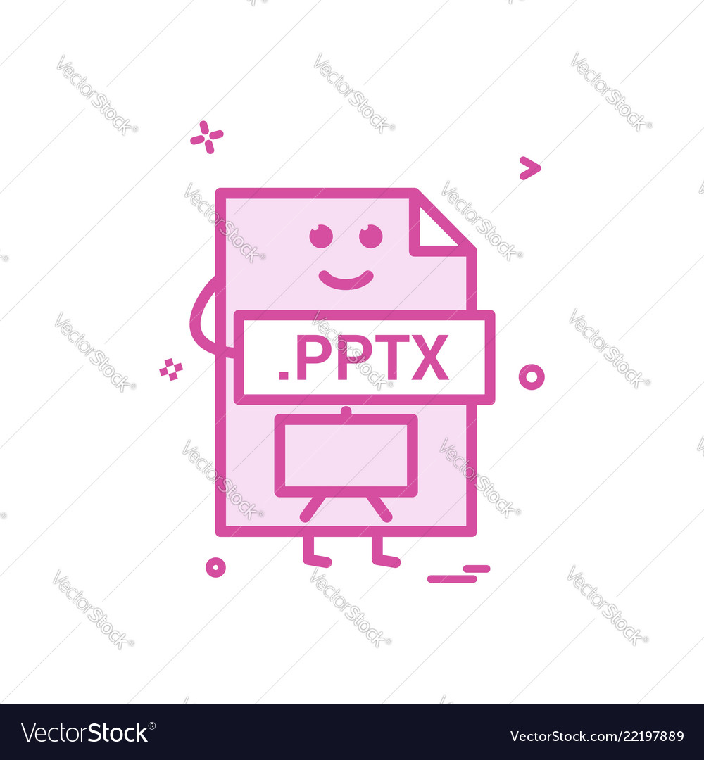 Computer pptx file format type icon design vector image Computer pptx file format type icon design