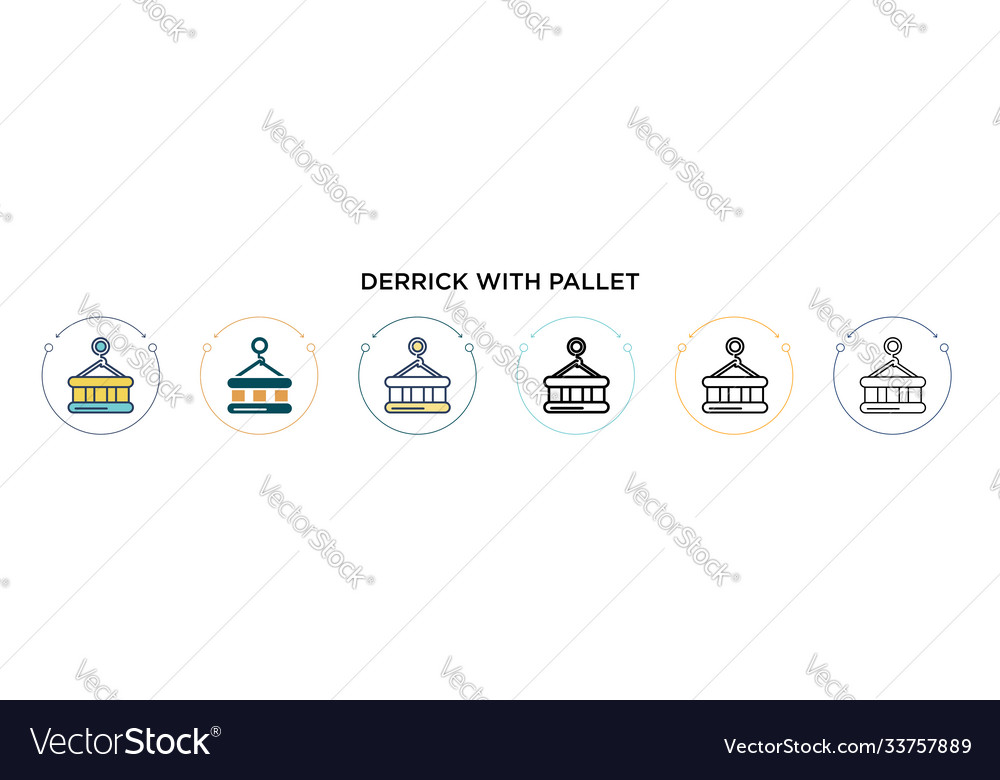 Derrick with pallet icon in filled thin line