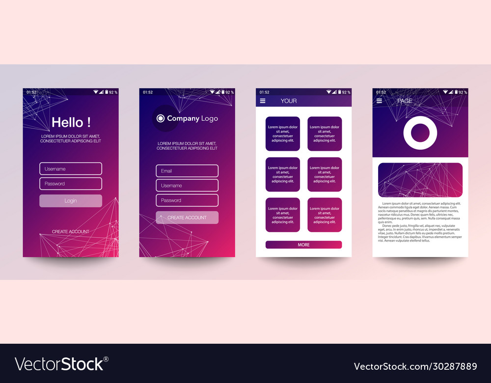 Design mobile app ui ux gui set user vector image Design mobile app ui ux gui set user
