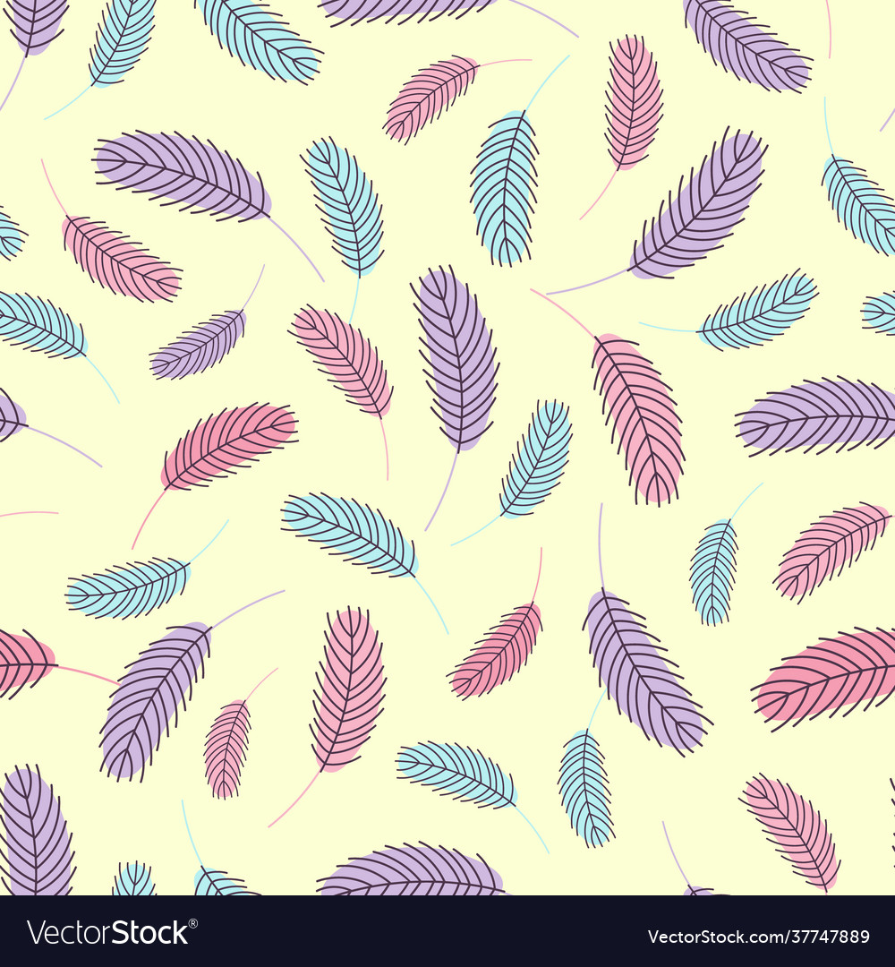 Feathers pattern boho vector image Feathers pattern boho