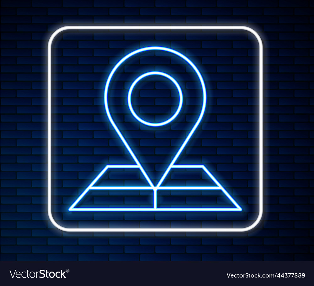 Glowing neon line folded map with location marker