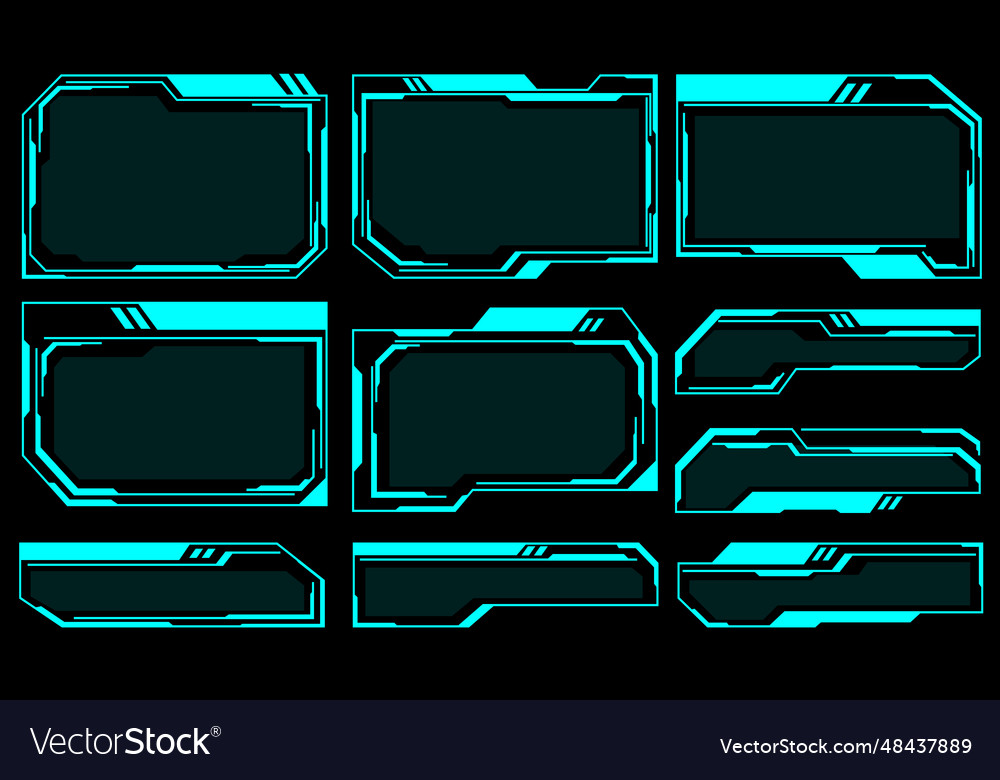 Hud frames blue user interface elements design vector image Hud frames blue user interface elements design