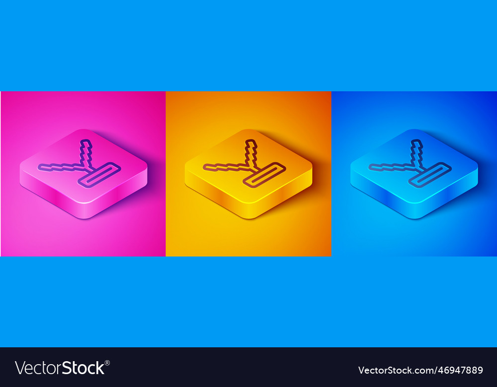 Isometric line rapper chain icon isolated on pink vector image Isometric line rapper chain icon isolated on pink