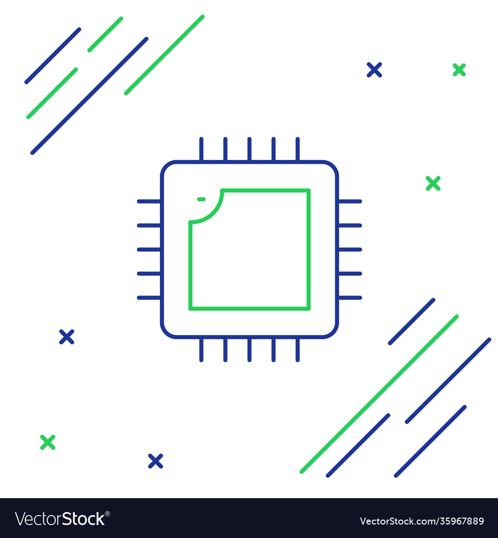 Line computer processor with microcircuits cpu vector image Line computer processor with microcircuits cpu