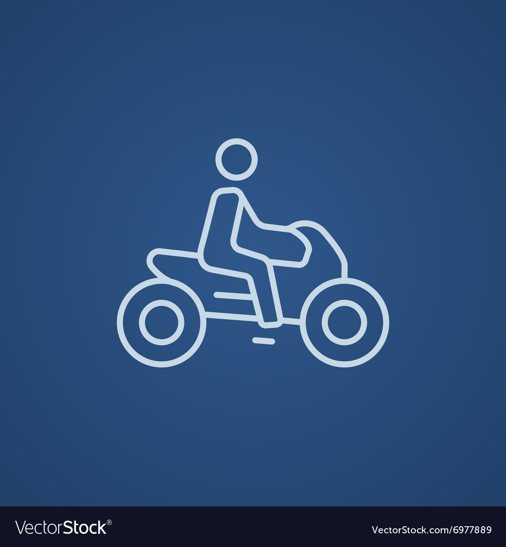 Man riding motorcycle line icon