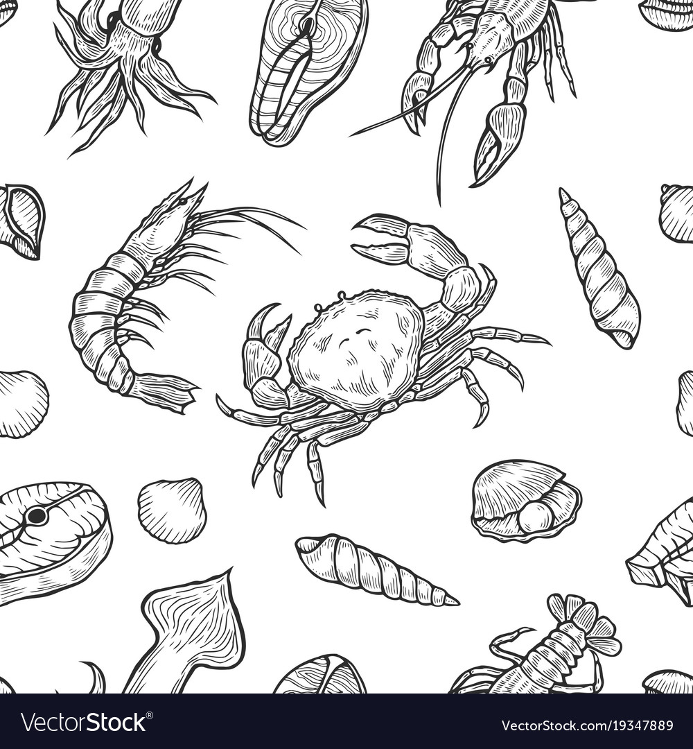 Marine healthy seafood Royalty Free Vector Image