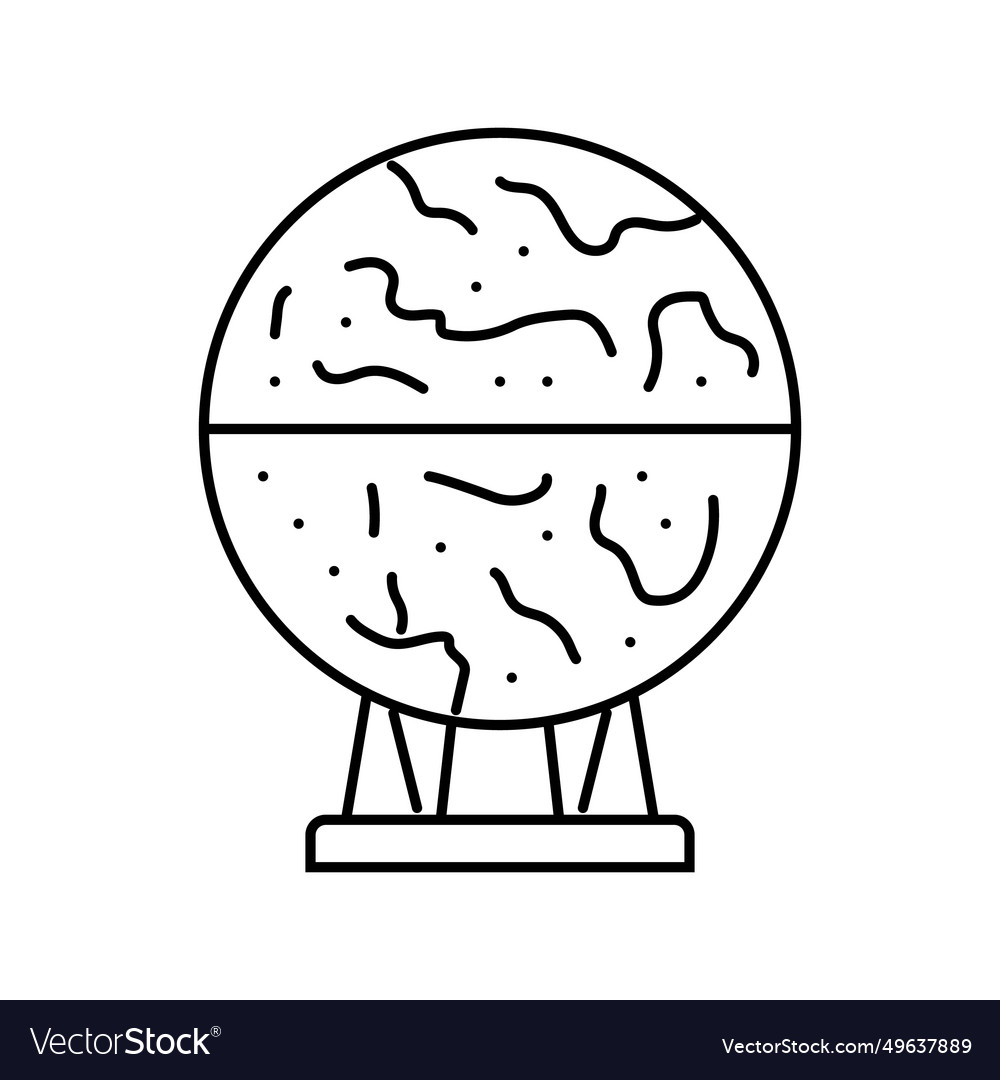 Mars globe planet line icon vector image Mars globe planet line icon