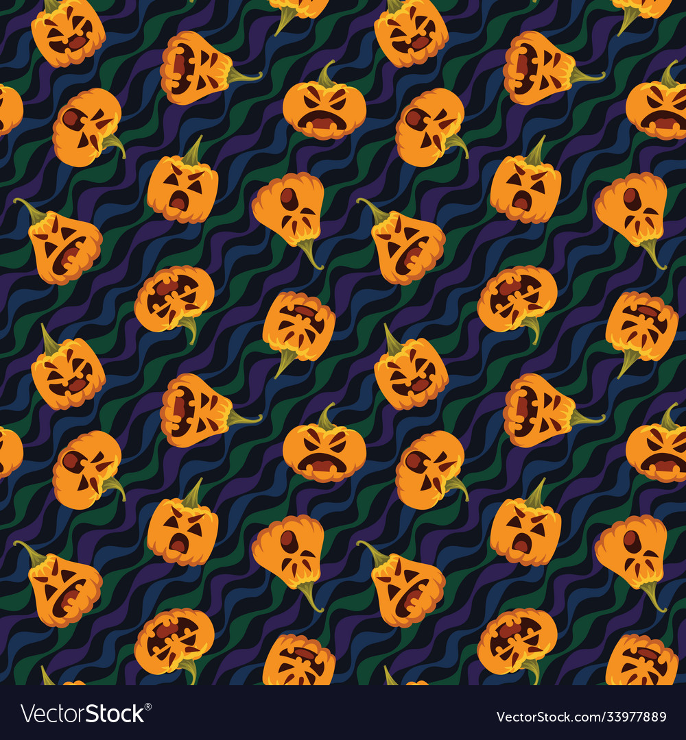 Pumpkin halloween pattern Royalty Free Vector Image