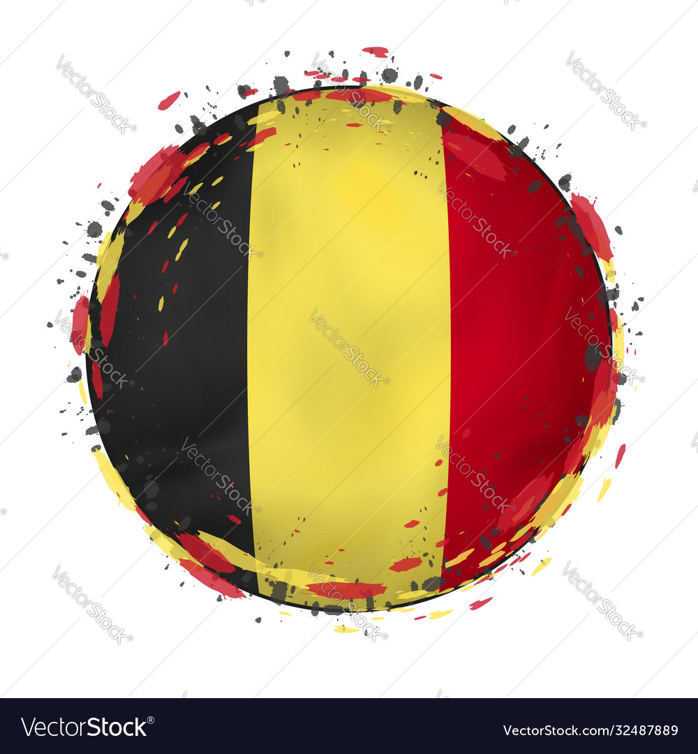 Rundes Grunge-Flag-Belgium mit Spritzern vector image Rundes Grunge-Flag-Belgium mit Spritzern