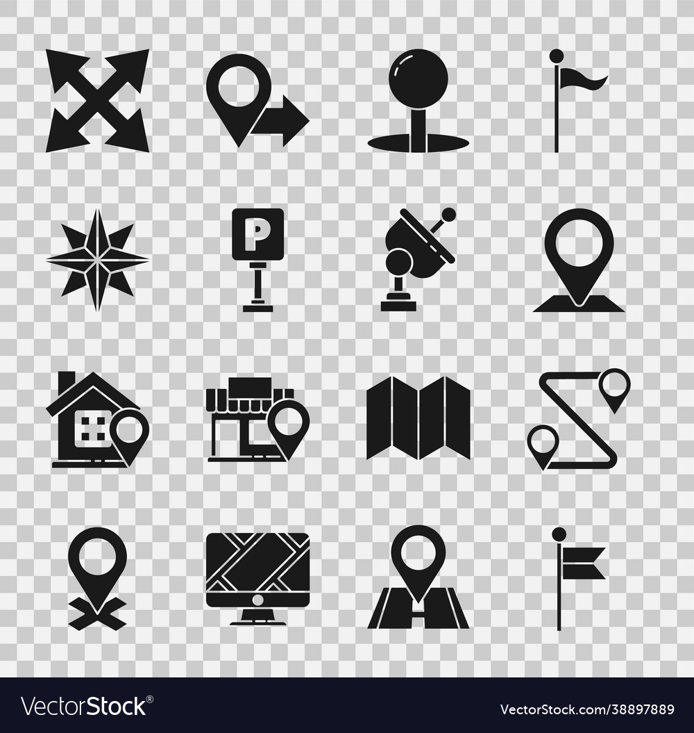 Set location marker route push pin vector image Set location marker route push pin