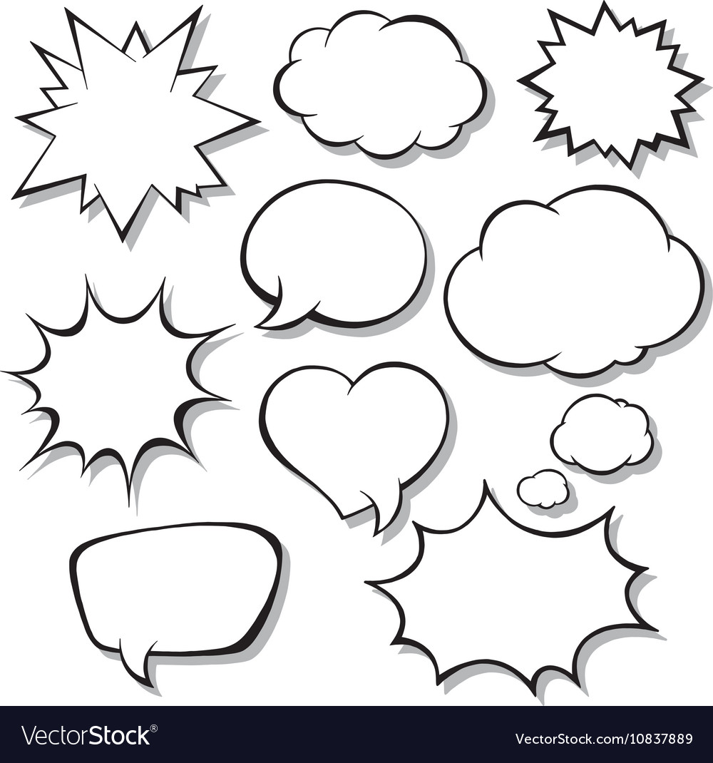 Download Set of comic bubbles Blank empty speech bubbles Vector Image