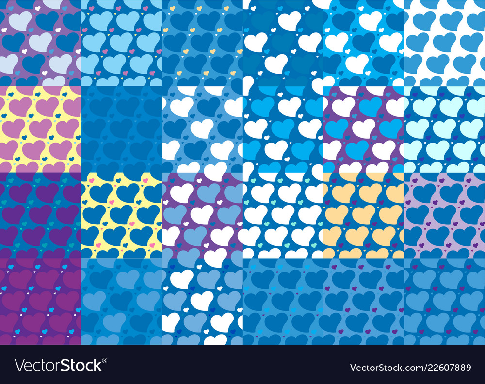 Set of twenty four hearts seamless patterns